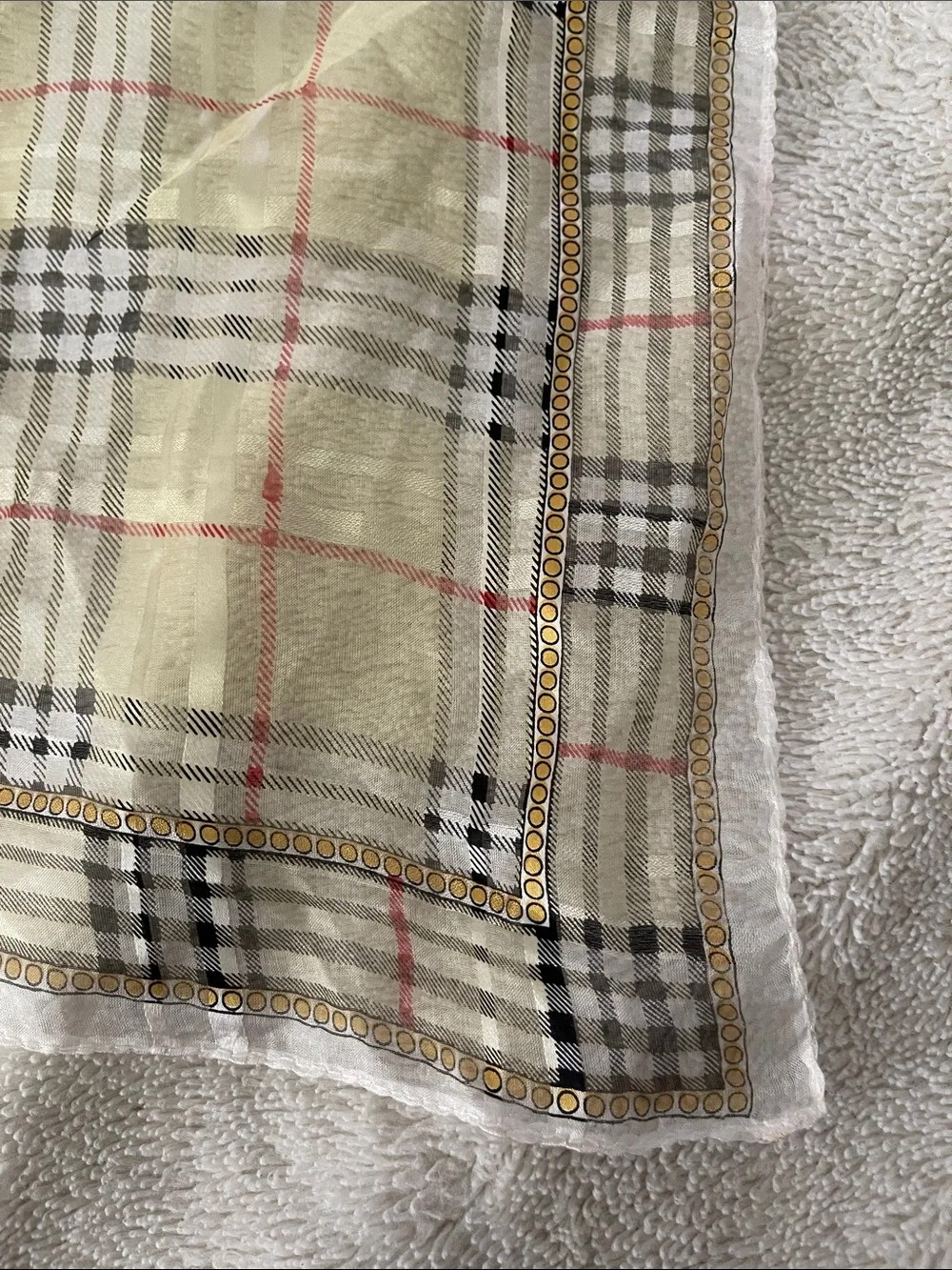 Silk Scarf Women’s square beige plaid